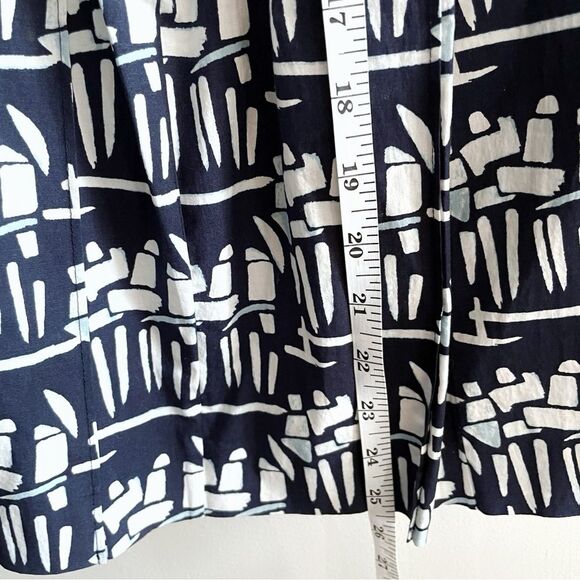 Tory Burch Navy A-Line Pleated Skirt Blue Off-White Abstract Boho, Women Size 8 - Picture 9 of 9